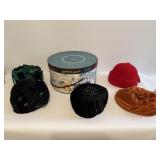 5 VTG Glam Hats/Turbins with Hat Box