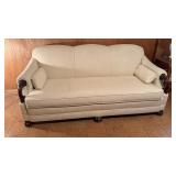 VTG Off-White 75' Sofa with Claw Feet & Carved