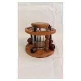 Vtg Pipe Stand with Humidor & 5 Pipes
