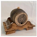 Vtg USA Pottery Ceramic Whiskey Barrel (on