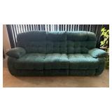 Dark Green Velour Dual Reclining Sofa