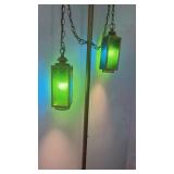 Vtg Art Deco-Stained Glass Pole LampFaux Blue