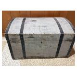 Antique Wooden Dome-Top Storage Trunk