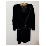 Striking 3 pc Black Velvet Skirt Suit from Paris