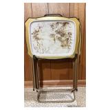 1950's Metal TV Trays. 3 w/ Stands