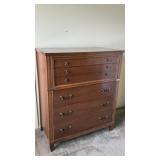 Mid Century Mod 5 dr Italian Tuscan Walnut Chest