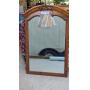 WOODEN FRAMED VINTAGE MIRROR AND LAMP