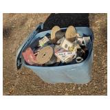 TOTE FULL OF WIRE AND ELECTRICAL PLATES, BOXES AND