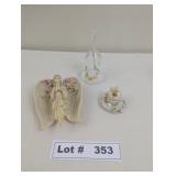 RESIN ANGLE WITH FOLDING WINGS, CANDLE HOLDER AND