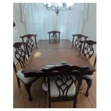 VINTAGE WOODEN DINIG TABLE WITH CHAIRS AND ADDITIO