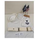 US NAVY CAP, SHIRT, AND BELT