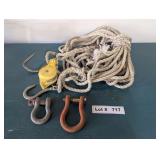 ROPE, PULLEY, HOOKS AND SHACKLES