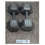 2 DUMB BELLS 35 LBS EACH - RESERVE $20
