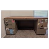 VINTAGE OFFICE DESK METAL BASE AND WOODEN TOP  65X