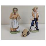 HOMCO FARMING FIGURINES AND SANDICAST DOG
