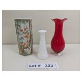ORIENTAL AND MILK GLASS VASES AND VINTAGE SWALLOW