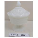 MILK GLASS PEDISTAL CANDY DISH