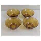 4 TIARA BOWLS OF AMBER VINTAGE GLASS