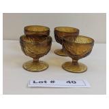 4 TIARA AMBER VINTAGE GLASS DESERT/ ICE CREAM/CUST