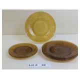 3 EACH DINNER AND LUNCHEON TIARA AMBER VINTAGE GLA