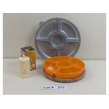 LAZY SUSAN WITH INDIVIDUAL BOWLS AND PARTY FORK SE