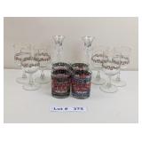 CHRISTMAS GLASS WARE AND CANDLE STICKS