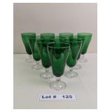 SET OF 10VINTAGE ANCHOR HOCKING FOREST GREEN BUBBL