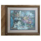 FRAMED CHINA AND FLORAL PRINT BY BARBARA MOCK