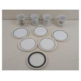 PYREX  EBONY FLEUR-DE-LIS PATTERN LUNCHEON PLATE,