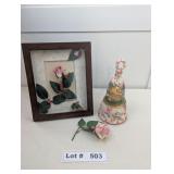 ROSES IN A SHADOW BOX AND SPRING MUSIC SNOW GLOBE