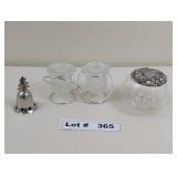 POTPOURI JAR, UNITY CANDLE HOLDERS AND SILVER CHRI