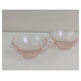 2 HAZEL ATLAS FLORENTINE PINK CREAM SOUP BOWLS
