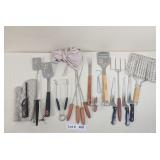 BAR-B-QUE COOKING UTENSILS, APRON, AND MITT