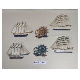 VINTAGE MCM RESIN SHIP AND WHEEL WALL DCOR