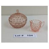 VINTAGE JEANNETTE GLASS "CUBIST" CANDY DISH AND
