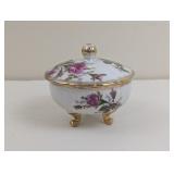 CLASSIC ROSE PATTERN CHINA WITH GOLD TRIM FOOTED T