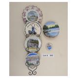 TRAVEL SOUVENIR COLLECTIBLE PLATES AND PLATE RACK