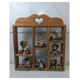 WOODEN SHELF WITH BOYDS BEAR COLLECTION