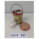 SMALL TIN BUCKET FULL OF SEA SHELLS