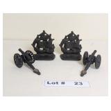 CAST IRON SHIP BOOKENDS AND CANNONS