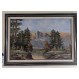 SCENEIC MOUNTAIN LANDSCAPE OIL PAINTING ON BOARD B