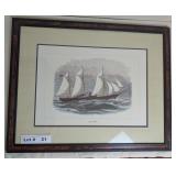 FRAMED AND MATTED HURON LITHOGRAPH