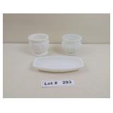 MILK GLASS BOWLS AND SERVING PLATE