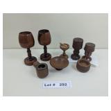 CARVED WOODEN GLASSES, NUT CRACKER AND MORE