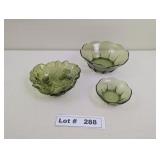 VINTAGE GREEN GLASS SERVING BOWLS