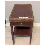 ANTIQUE END TABLE WITH DRAWER AND SHELF