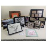 PICTURE FRAMES, PENCIL DRAWINGS, AND CROSS STITCHE