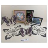 VINTAGE METAL AND MCM RESIN BUTTERFLY WALL DECOR A