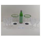 TGIF MARGARITA GLASSES, PLASTIC WINE GLASSES AND I