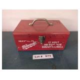 MILWAUKI METAL STORAGE BOX WITH ELECTRICAL COMPONE